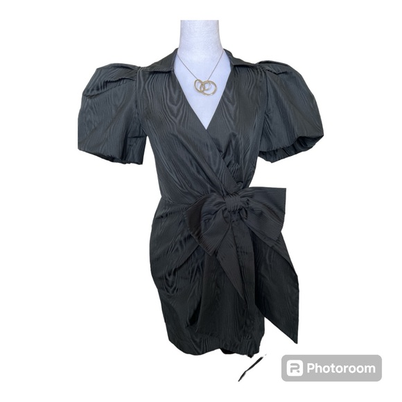 NWT REBECCA VALLANCE Malone bow-embellished mini wrap dress size UK8 XS - Picture 4 of 9